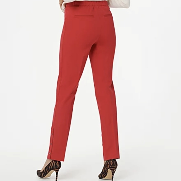 NEW Isaac Misrahi Red Currant Straight Leg Snap Hem Regular Stretch Pants 26W 3X - Picture 3 of 10